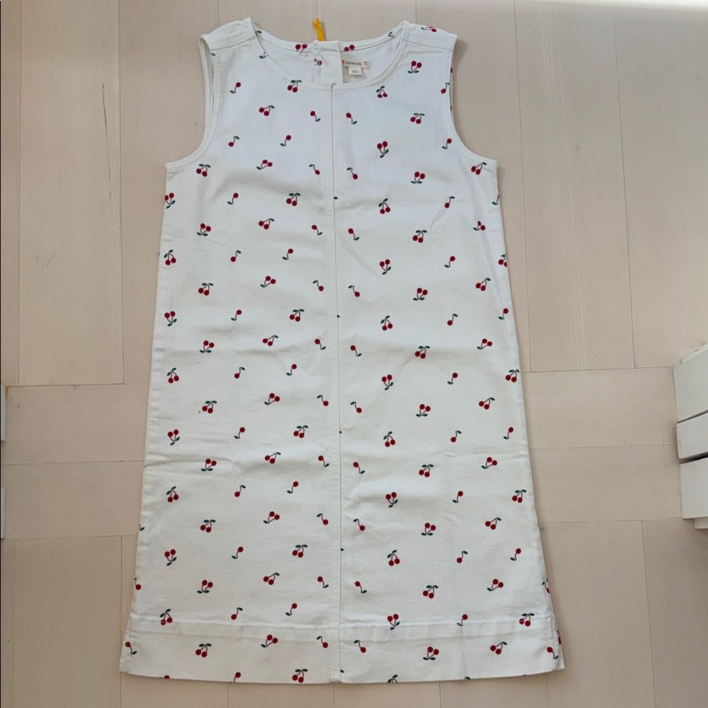 Crewcuts White Denim Shift Dress w/Cherry Print, Girls sz 12